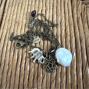 American Eagle Outfitters Charm Necklace Elephant Pearl AEO Boho